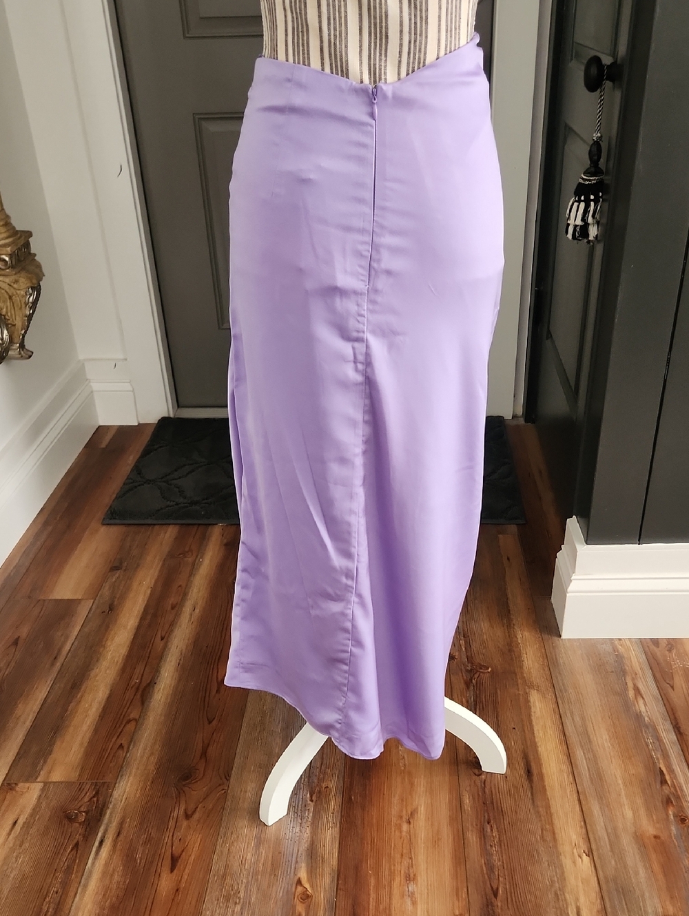 Do + Be Lilac Ruched Drawstring Midi Skirt - S - Picture 3 of 11